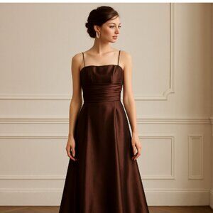 WTOO by Watters Brown Satin Ruched Formal Gown Size 4 Prom Holiday Party Evening
